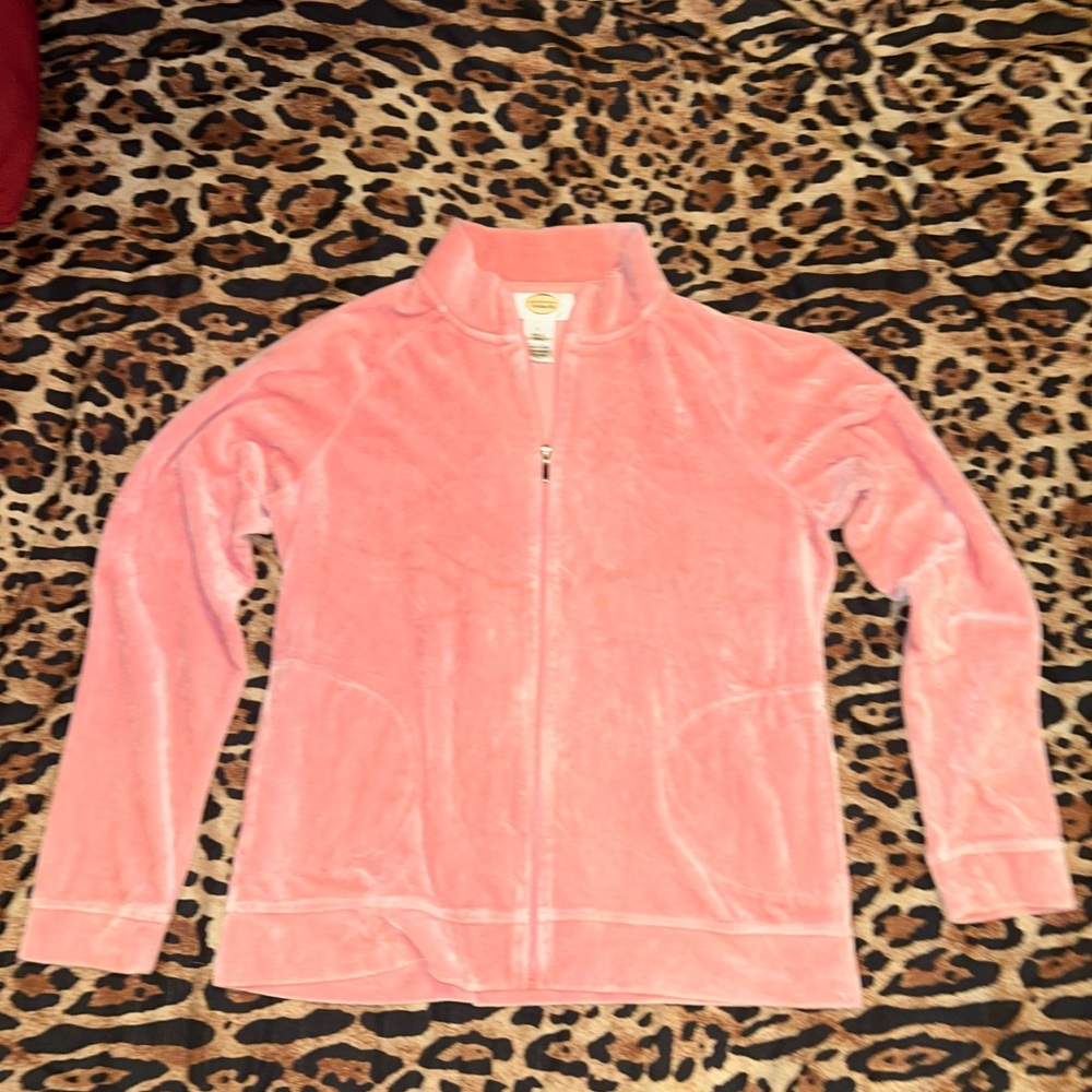 Talbots Blush Velour Zip Jacket